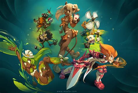Illustration de personnages de Wakfu chevauchant diverses montures