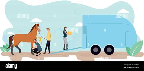 Illustration d'un cheval dans une remorque de transport