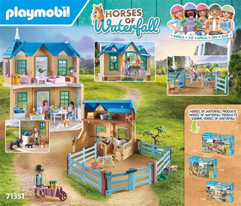 Illustration d'une famille jouant avec le PLAYMOBIL 71351 Ranch de la Cascade