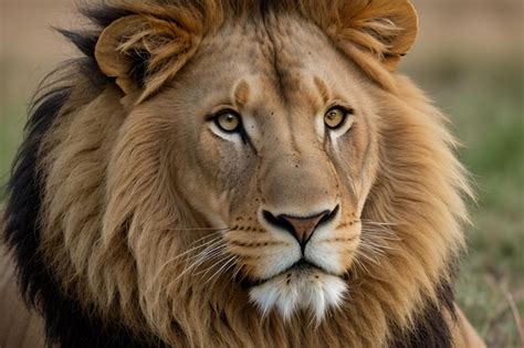 Gros plan sur la crinière d'un lion mâle