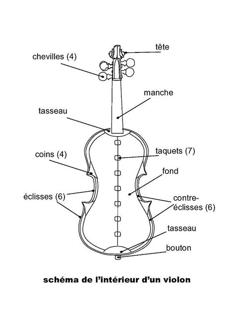 Diagramme des différentes parties d'un archet de violon